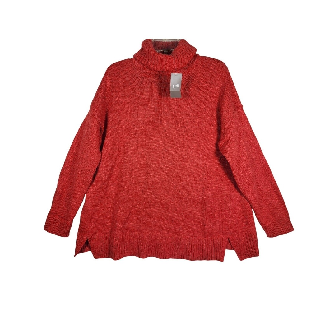 J. Jill NWT Petite M Turtleneck Sweater Red Orange Cozycore Knit Preppy Winter